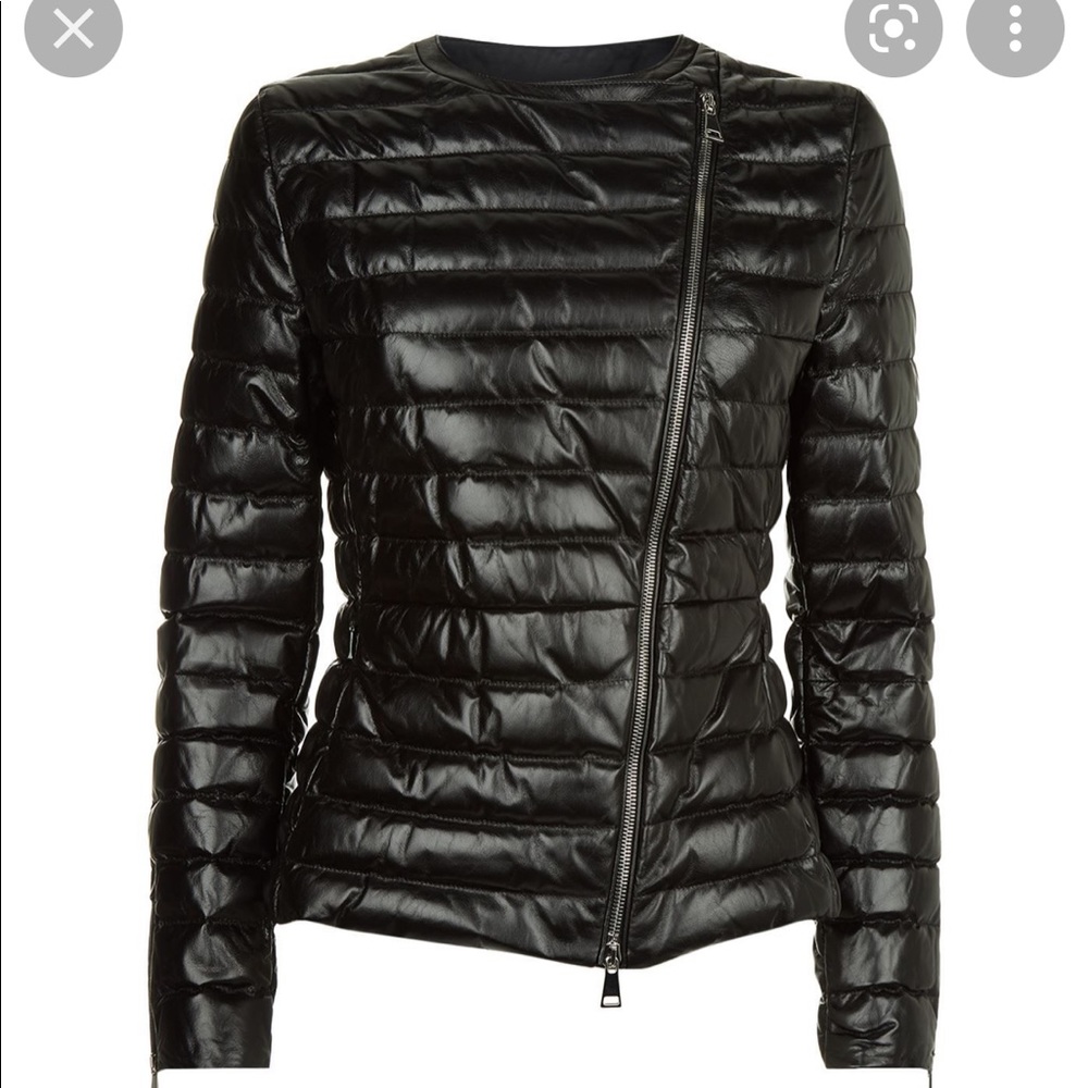 MONCLER PALOMETE BLACK LEATHER DOWN puffer Jacket Size 0 NWT $3,792